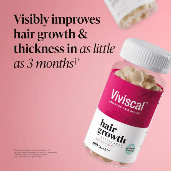 Viviscal Hair Growth Supplements for Women, Thicker Fuller Hair Support for Thinning Hair and Hair Loss, with Biotin and Marine Collagen, Drug-Free